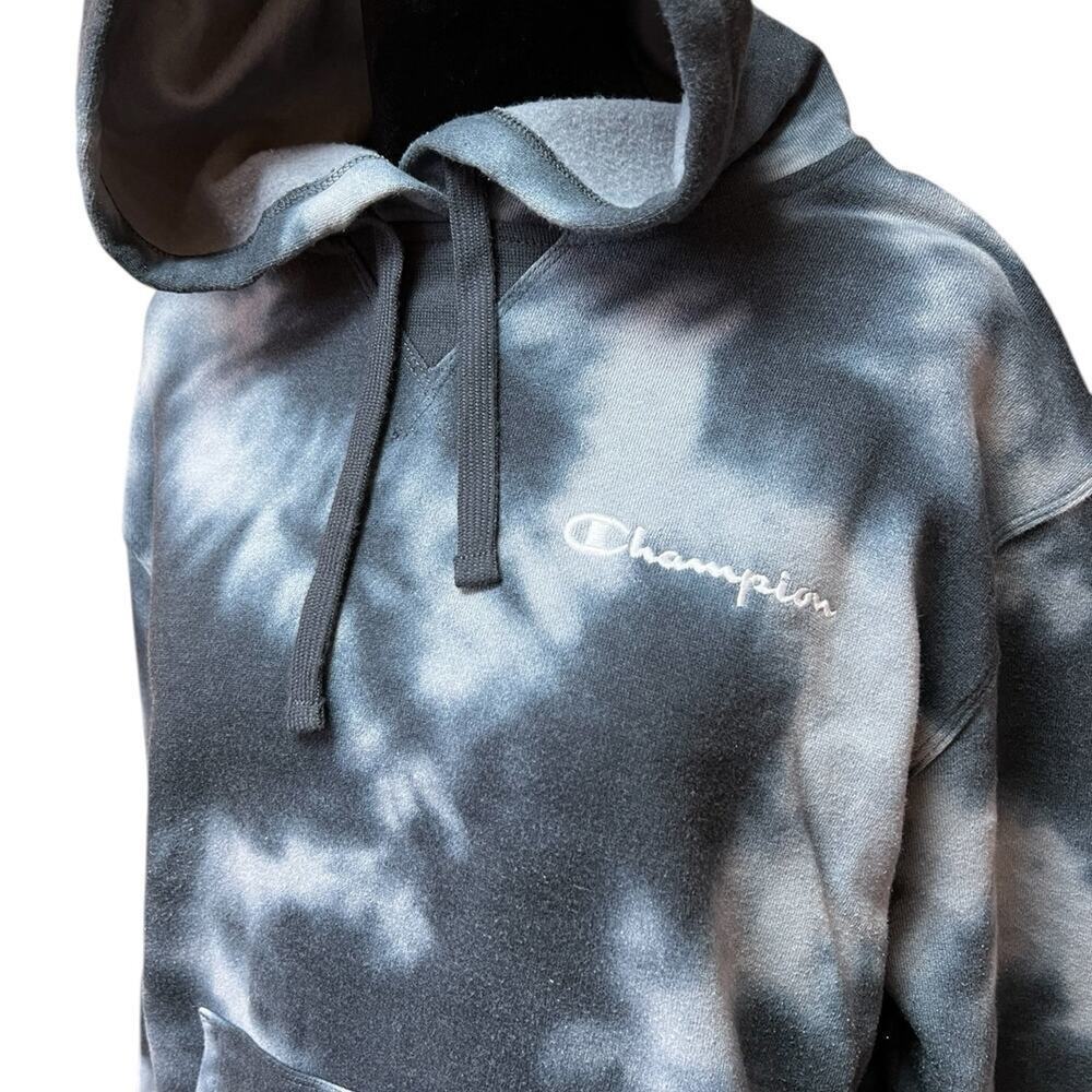 Champion women’s M hoodie sweatshirt, tie-dye, black & gray